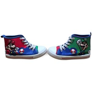 Super Mario Kid's High Top Canvas Sneakers Red Blue‎ Green Character Shoes Sz 13